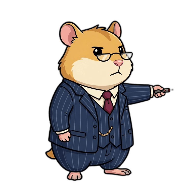 Mr. Nibbles, the hedge-fund hamster, pointing at a whiteboard.